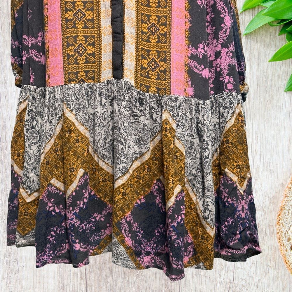Free People Women's‎ Tunic XS Boho Artsy Lagenlook Colorful Oversized - Picture 3 of 10